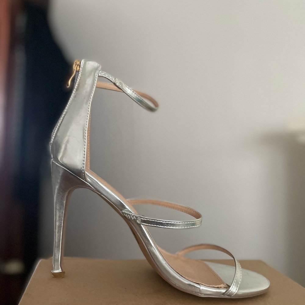 Silver strappy high heel